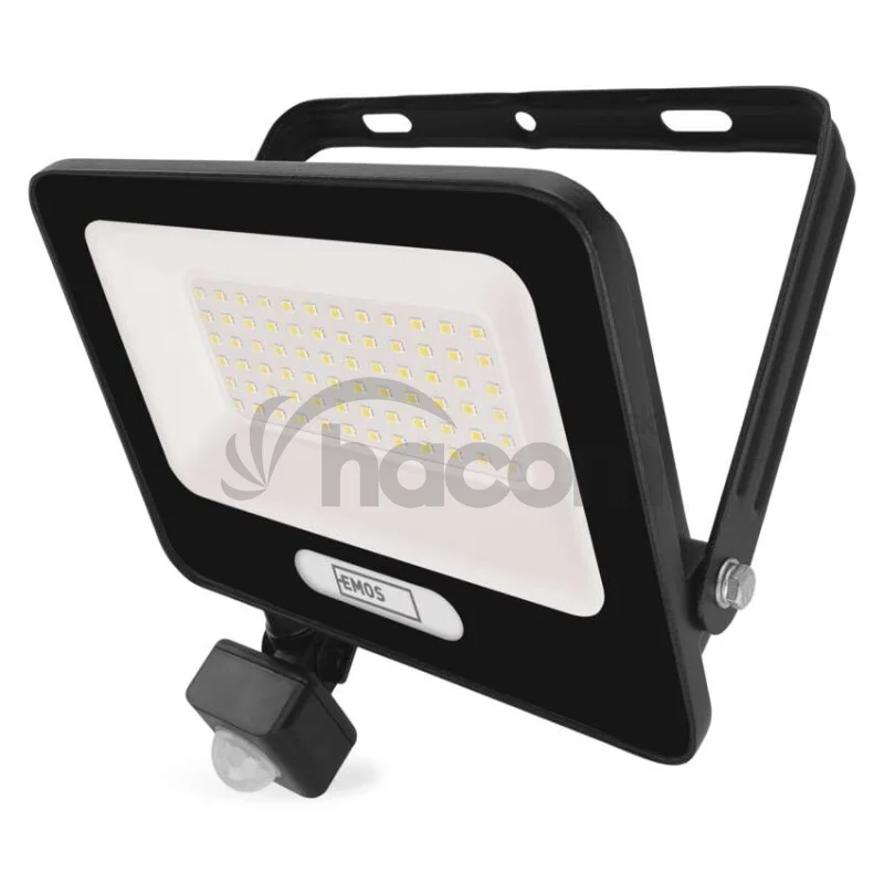 LED reflektor GLARO s pohybovým čidlom, 50 W, čierny, IP54, 5000 lm, neutrálna biela