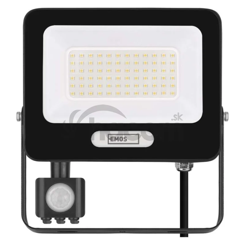 LED reflektor GLARO s pohybovým čidlom, 50 W, čierny, IP54, 5000 lm, neutrálna biela