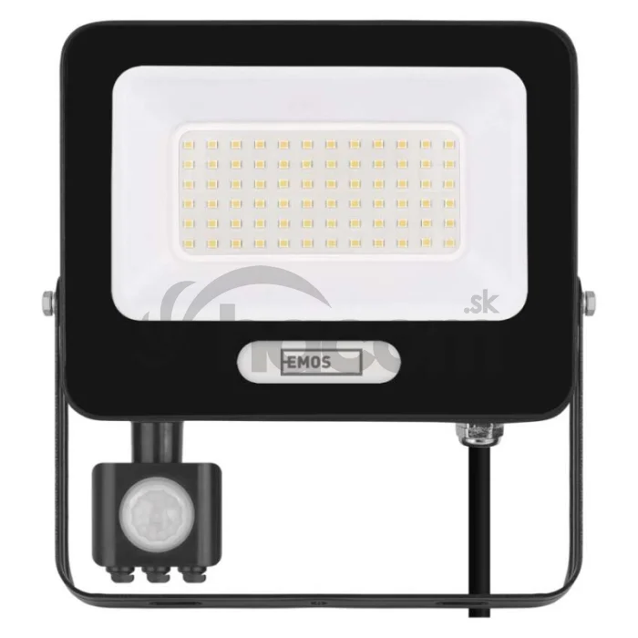 LED reflektor GLARO s pohybovým čidlom, 50 W, čierny, IP54, 5000 lm, neutrálna biela
