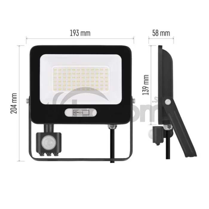 LED reflektor GLARO s pohybovým čidlom, 50 W, čierny, IP54, 5000 lm, neutrálna biela