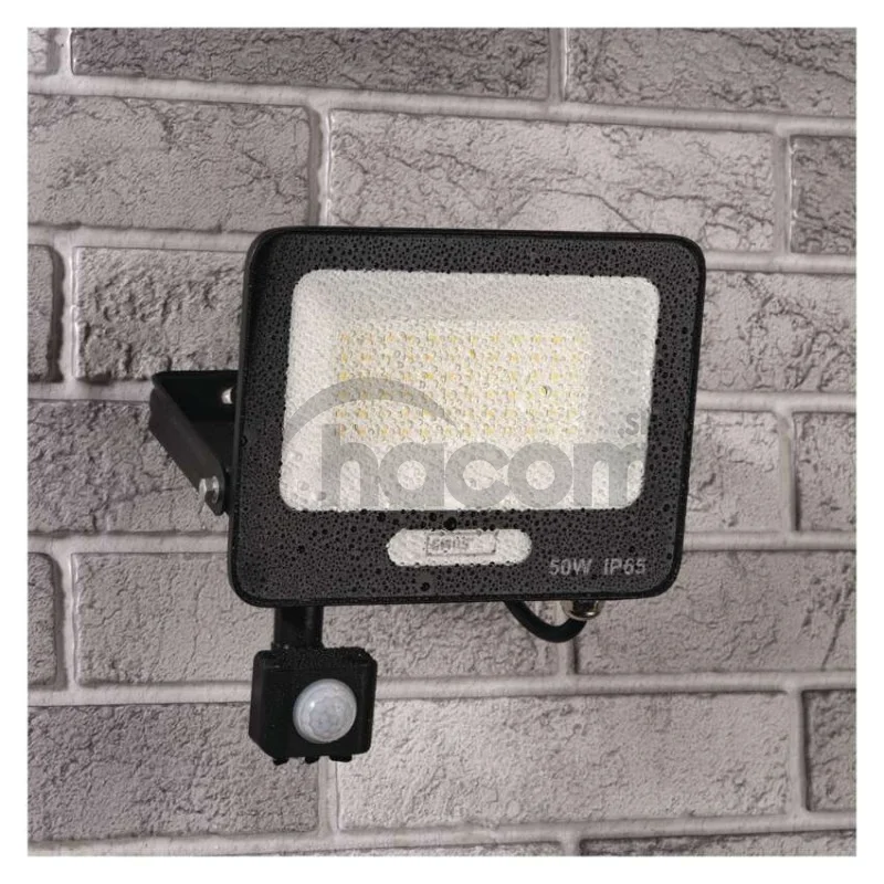 LED reflektor GLARO s pohybovým čidlom, 50 W, čierny, IP54, 5000 lm, neutrálna biela