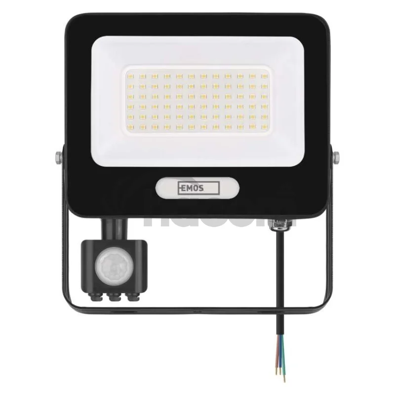 LED reflektor GLARO s pohybovým čidlom, 50 W, čierny, IP54, 5000 lm, neutrálna biela
