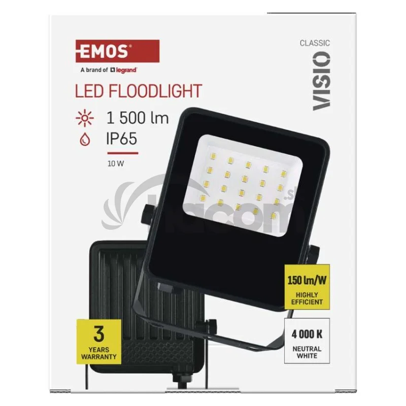 LED reflektor VISIO čierny, 10W neutrálna biela