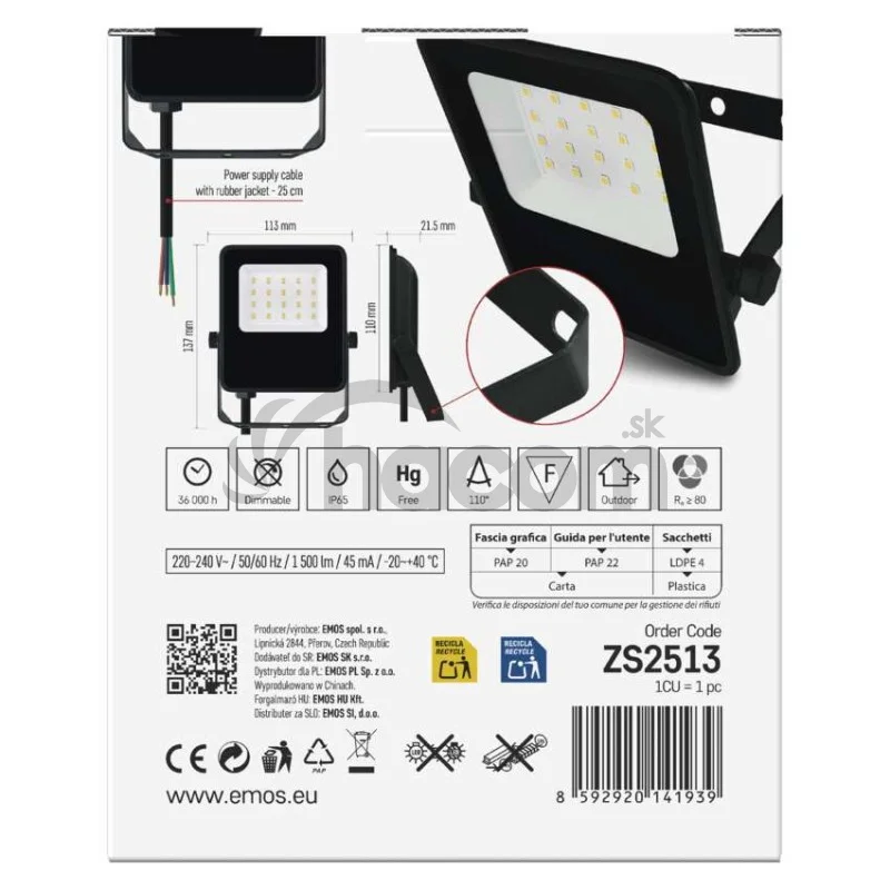 LED reflektor VISIO čierny, 10W neutrálna biela