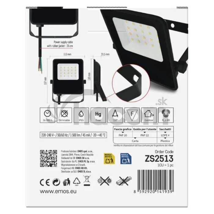 LED reflektor VISIO čierny, 10W neutrálna biela