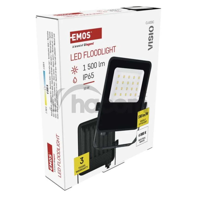 LED reflektor VISIO čierny, 10W neutrálna biela