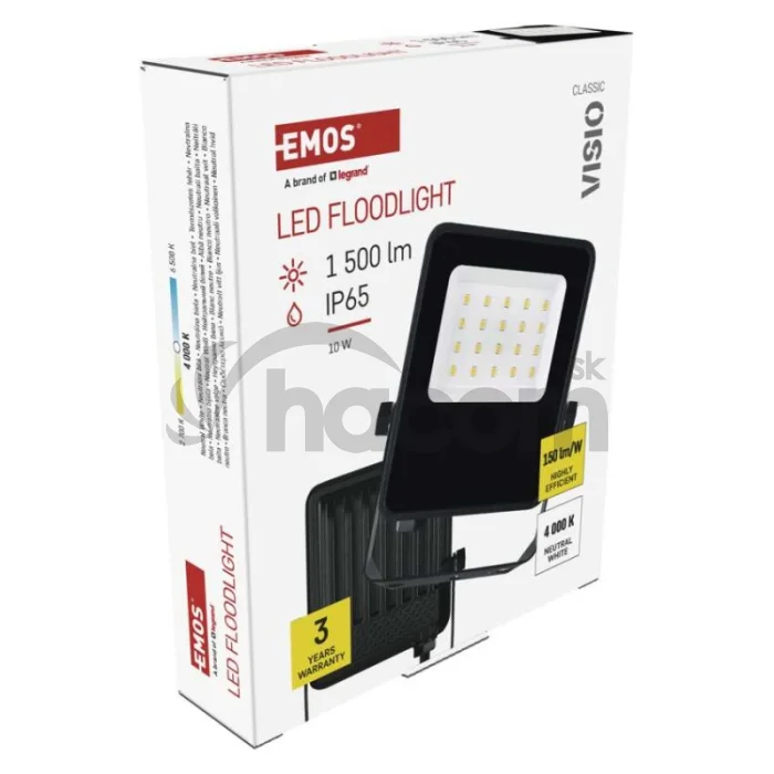 LED reflektor VISIO čierny, 10W neutrálna biela