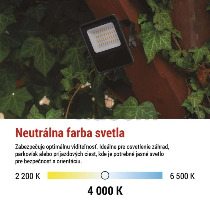 LED reflektor VISIO čierny, 20W neutrálna biela