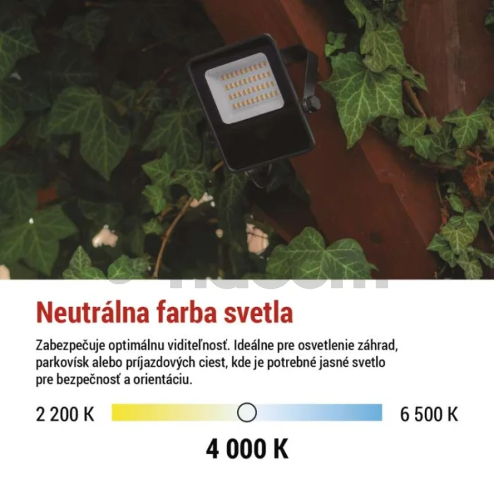 LED reflektor VISIO čierny, 20W neutrálna biela