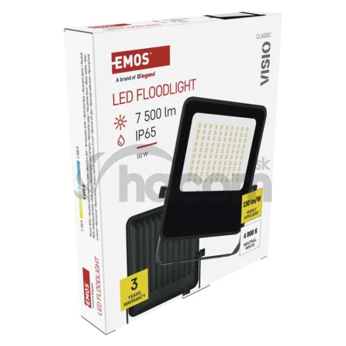 LED reflektor VISIO čierny, 50 W neutrálna biela