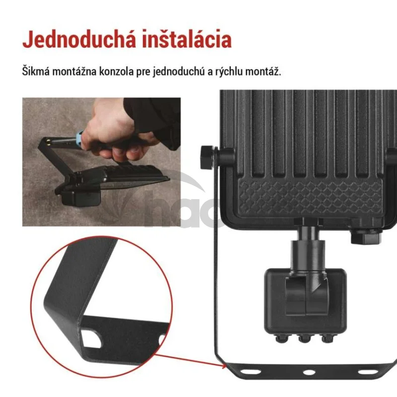 LED reflektor VISIO s pohybovým čidlom, 20 W, neutrálna biela, čierný