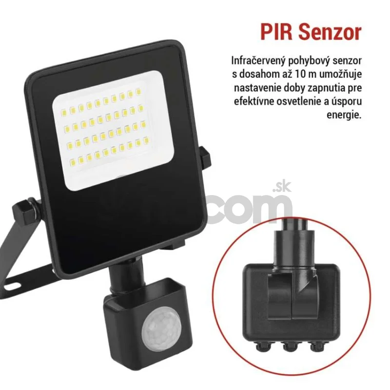 LED reflektor VISIO s pohybovým čidlom, 20 W, neutrálna biela, čierný