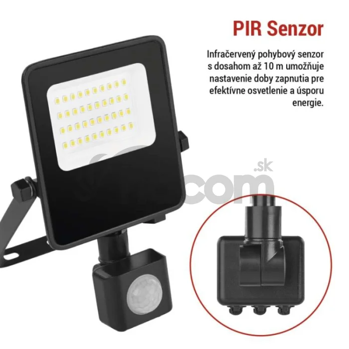 LED reflektor VISIO s pohybovým čidlom, 20 W, neutrálna biela, čierný