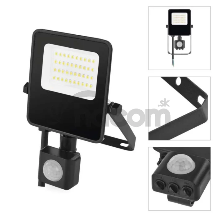 LED reflektor VISIO s pohybovým čidlom, 20 W, neutrálna biela, čierný