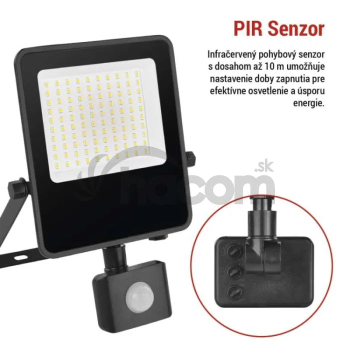 LED reflektor VISIO s pohybovým čidlom, 50 W, neutrálna biela, čierný