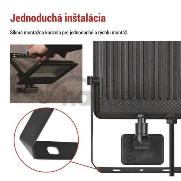 LED reflektor VISIO s pohybovým čidlom, 50 W, neutrálna biela, čierný