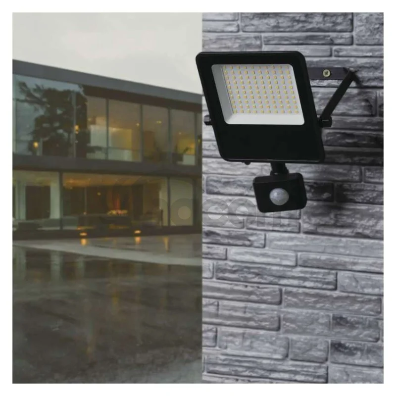 LED reflektor VISIO s pohybovým čidlom, 50 W, neutrálna biela, čierný