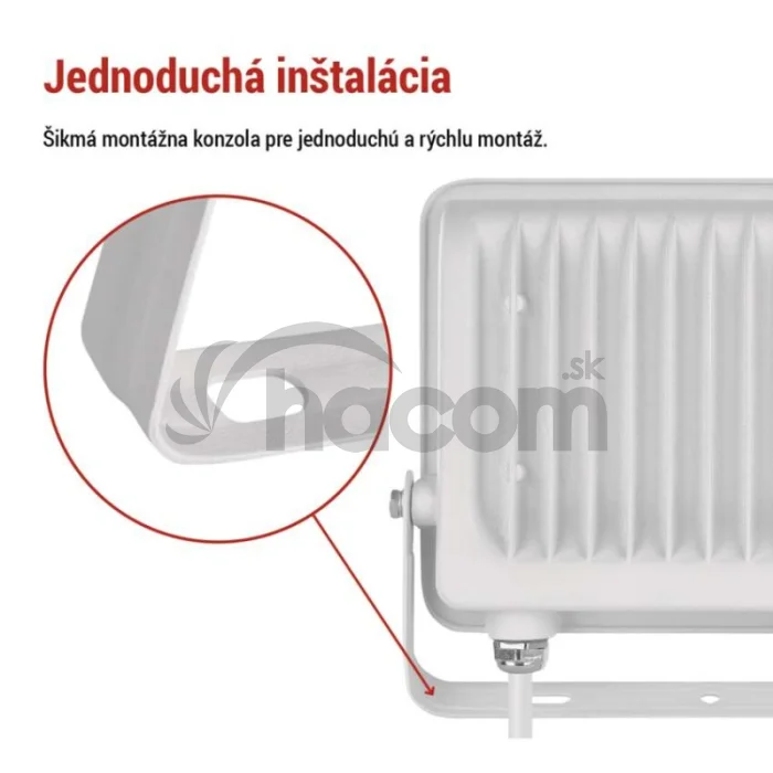 LED reflektor GLARO 50W, biely, IP65, 5000 lm, neutrálna biela