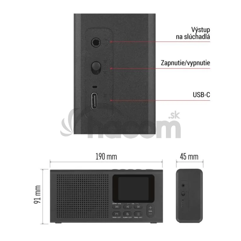 Prenosné rádio s Bluetooth P-600B, DAB / DAB+ / FM, čierne
