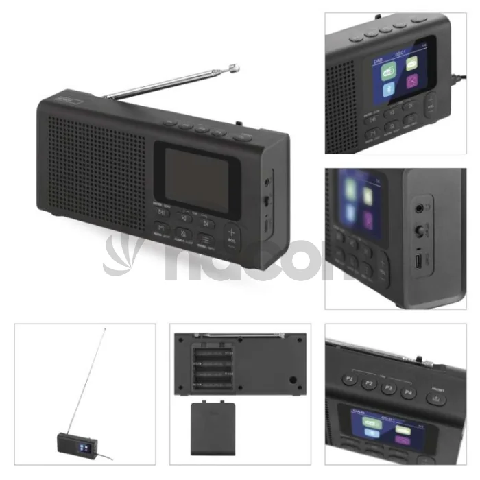 Prenosné rádio s Bluetooth P-600B, DAB / DAB+ / FM, čierne