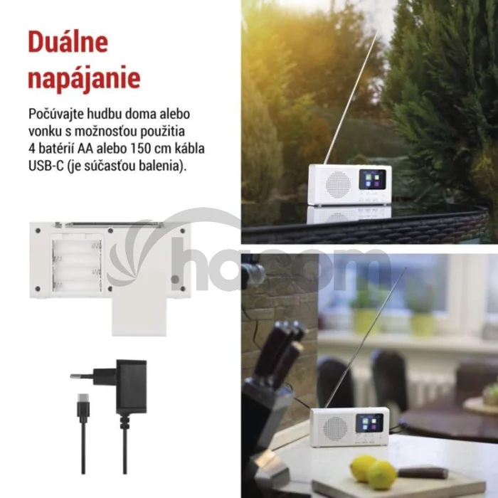 Prenosné rádio s Bluetooth P-600W, DAB / DAB+ / FM, biele