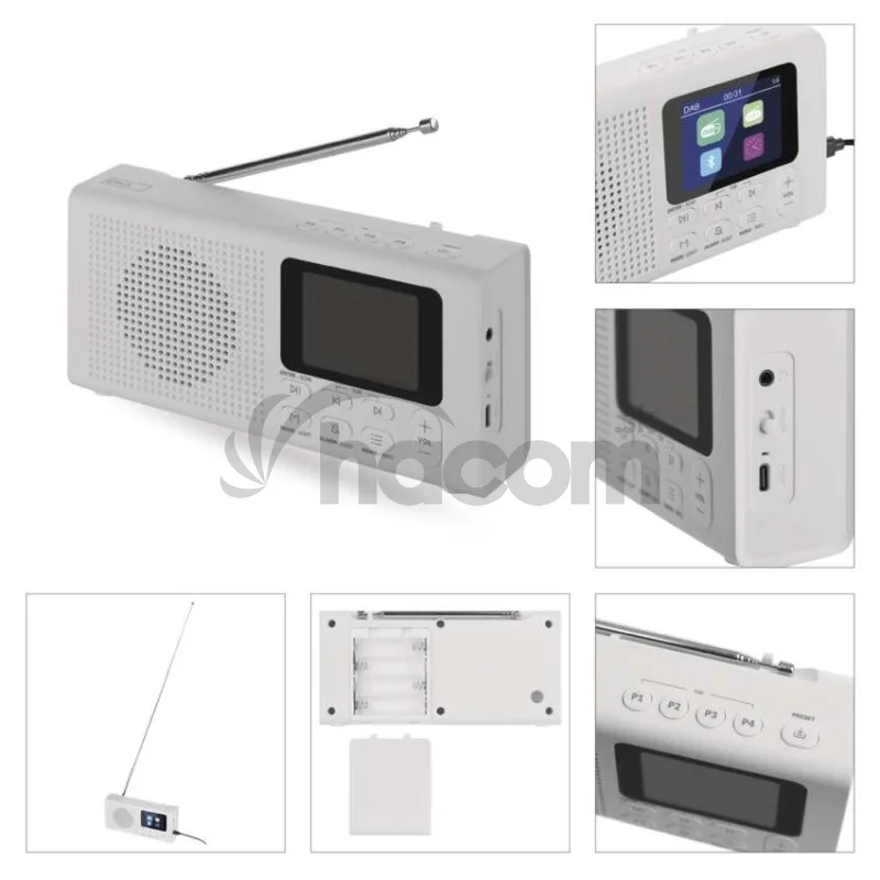 Prenosné rádio s Bluetooth P-600W, DAB / DAB+ / FM, biele