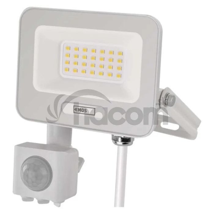 LED reflektor GLARO s pohybovým čidlom, 20 W, biely, IP54, 2000 lm, neutrálna biela
