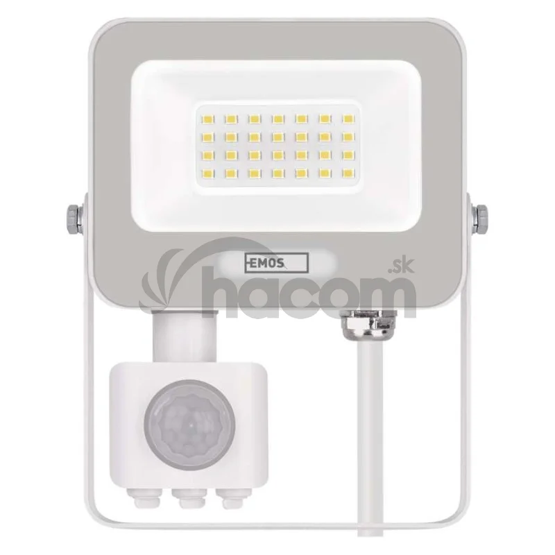 LED reflektor GLARO s pohybovým čidlom, 20 W, biely, IP54, 2000 lm, neutrálna biela