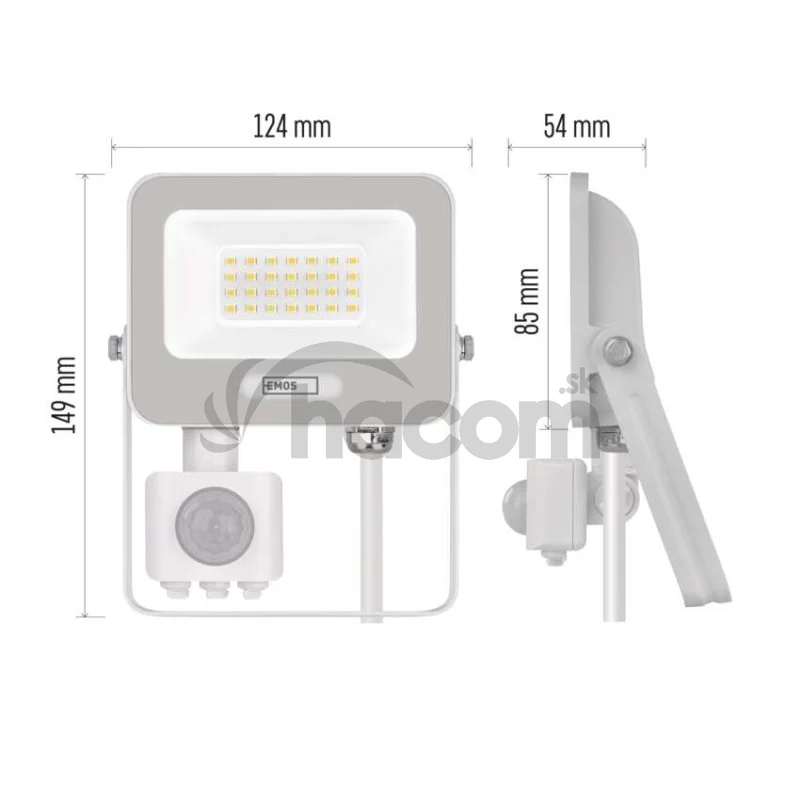 LED reflektor GLARO s pohybovým čidlom, 20 W, biely, IP54, 2000 lm, neutrálna biela