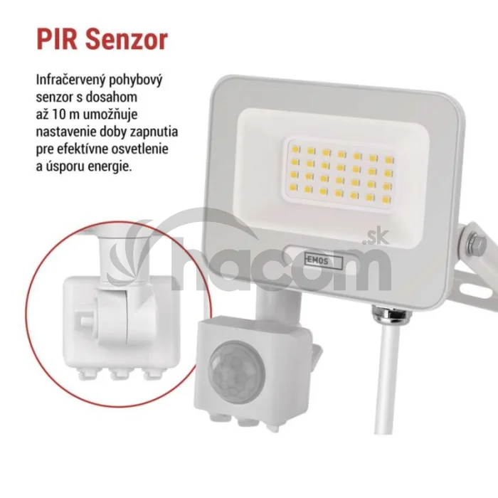 LED reflektor GLARO s pohybovým čidlom, 20 W, biely, IP54, 2000 lm, neutrálna biela