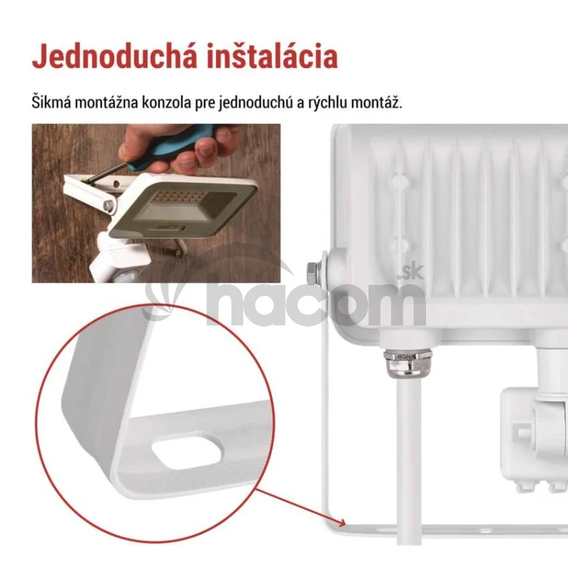 LED reflektor GLARO s pohybovým čidlom, 20 W, biely, IP54, 2000 lm, neutrálna biela