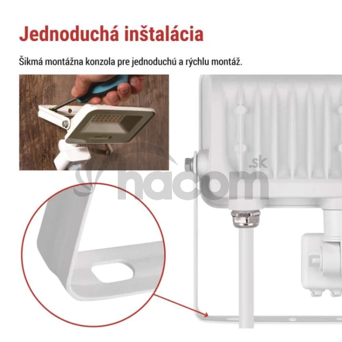 LED reflektor GLARO s pohybovým čidlom, 20 W, biely, IP54, 2000 lm, neutrálna biela