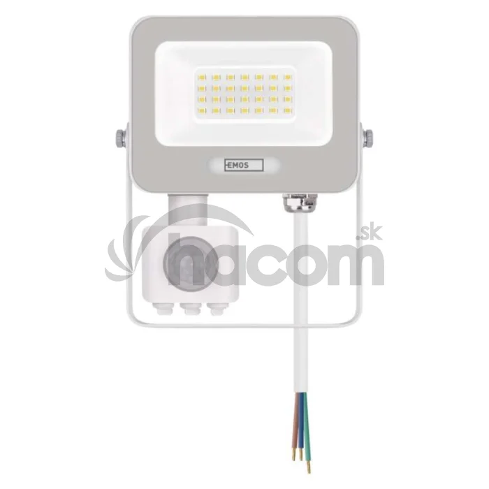 LED reflektor GLARO s pohybovým čidlom, 20 W, biely, IP54, 2000 lm, neutrálna biela
