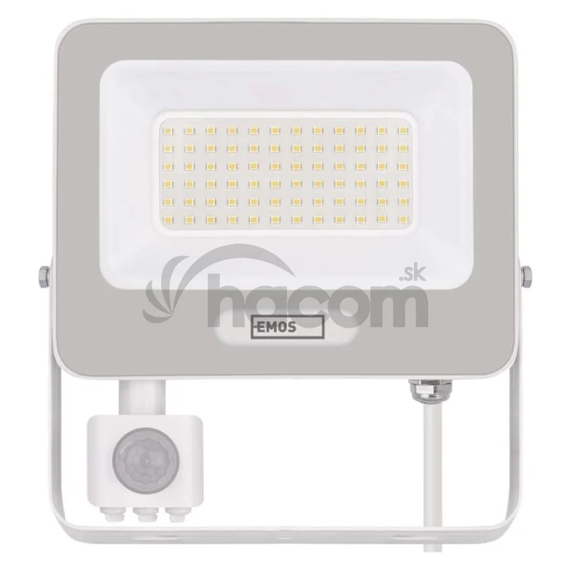 LED reflektor GLARO s pohybovým čidlom, 50 W, biely, IP54, 5000 lm, neutrálna biela