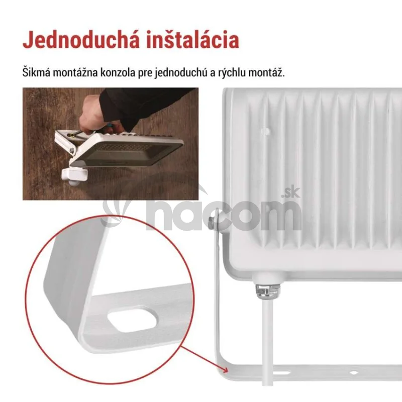 LED reflektor GLARO s pohybovým čidlom, 50 W, biely, IP54, 5000 lm, neutrálna biela
