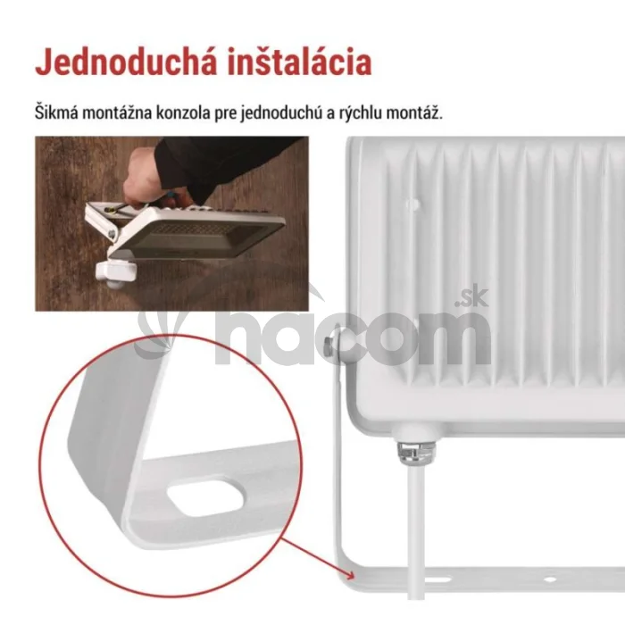 LED reflektor GLARO s pohybovým čidlom, 50 W, biely, IP54, 5000 lm, neutrálna biela