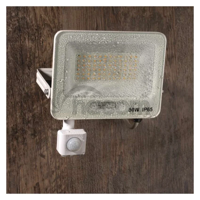 LED reflektor GLARO s pohybovým čidlom, 50 W, biely, IP54, 5000 lm, neutrálna biela