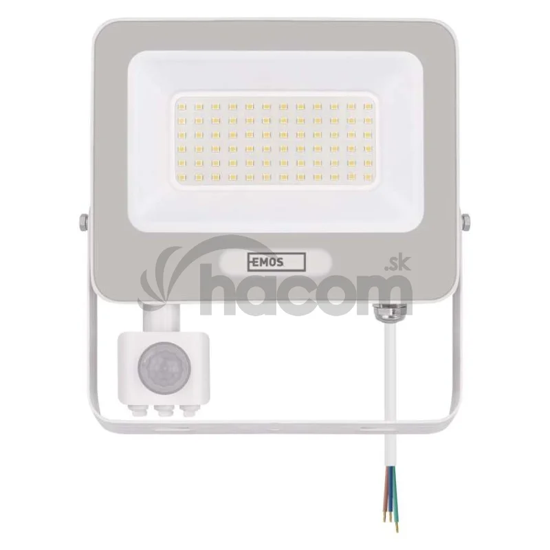 LED reflektor GLARO s pohybovým čidlom, 50 W, biely, IP54, 5000 lm, neutrálna biela