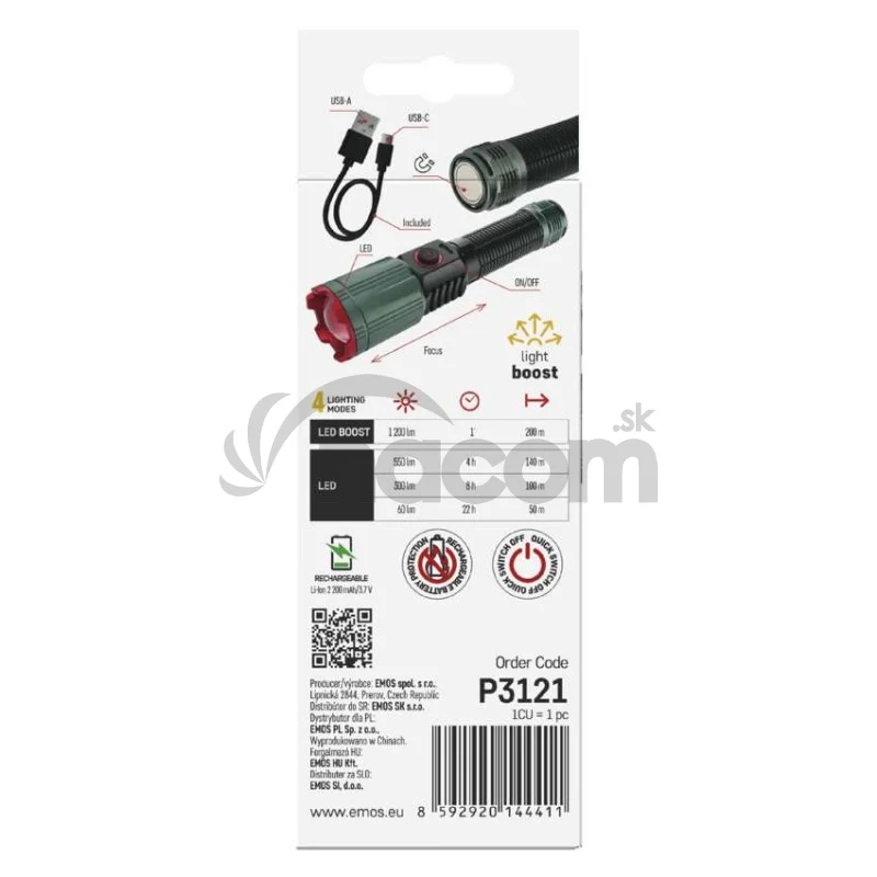LED nabíjacie kovové svietidlo 1200 lm, 2200 mAh