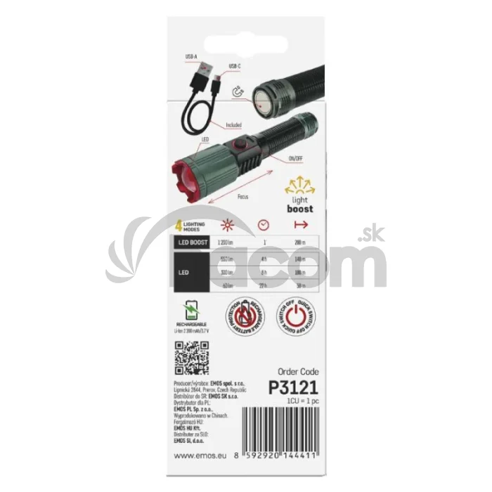 LED nabíjacie kovové svietidlo 1200 lm, 2200 mAh