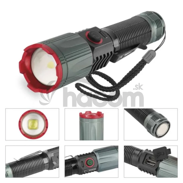LED nabíjacie kovové svietidlo 1200 lm, 2200 mAh