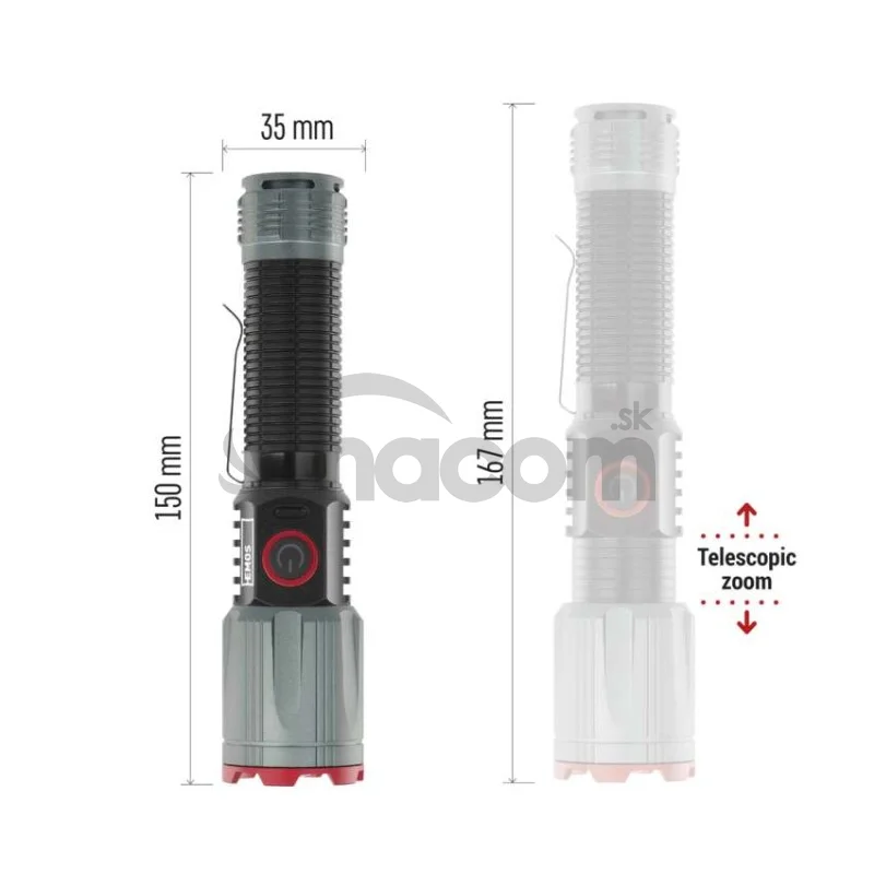 LED nabíjacie kovové svietidlo 1200 lm, 2200 mAh