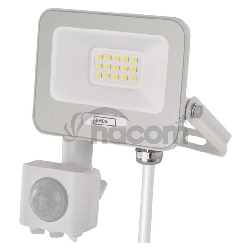 LED reflektor GLARO s pohybovým čidlom, 10 W, biely, IP54, 1000 lm, neutrálna biela
