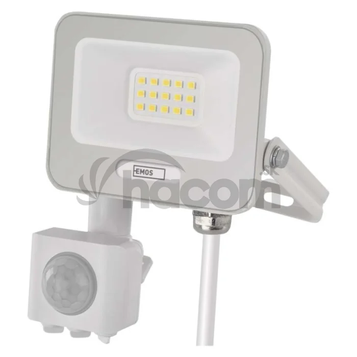 LED reflektor GLARO s pohybovým čidlom, 10 W, biely, IP54, 1000 lm, neutrálna biela
