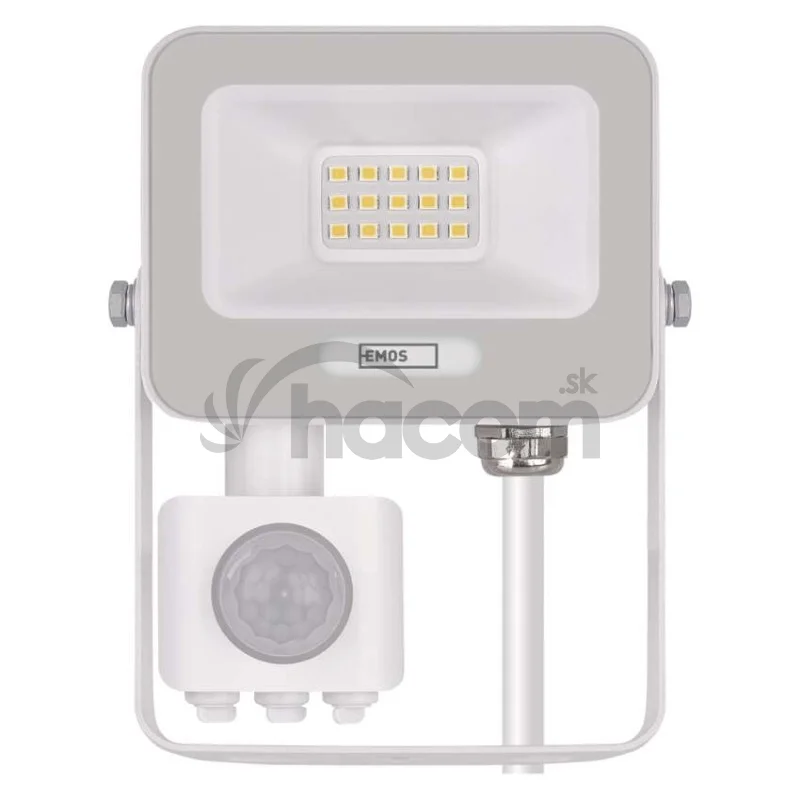 LED reflektor GLARO s pohybovým čidlom, 10 W, biely, IP54, 1000 lm, neutrálna biela