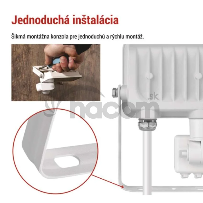 LED reflektor GLARO s pohybovým čidlom, 10 W, biely, IP54, 1000 lm, neutrálna biela
