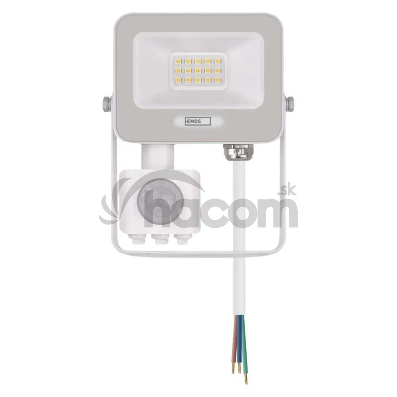 LED reflektor GLARO s pohybovým čidlom, 10 W, biely, IP54, 1000 lm, neutrálna biela
