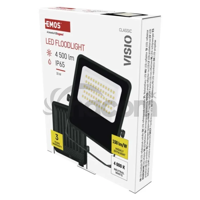 LED reflektor VISIO čierny, 30W neutrálna biela