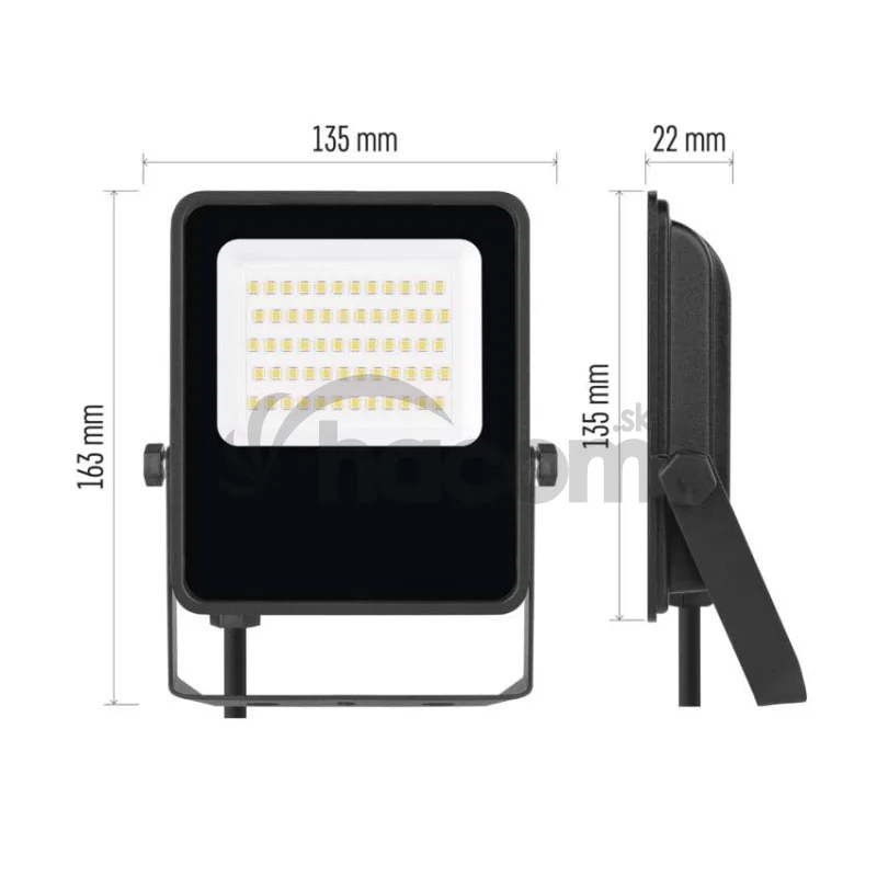 LED reflektor VISIO čierny, 30W neutrálna biela