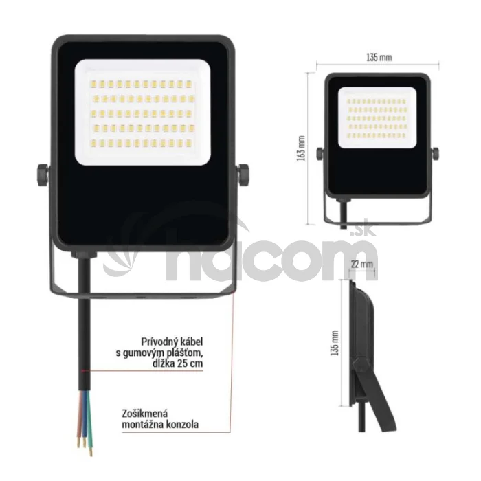 LED reflektor VISIO čierny, 30W neutrálna biela